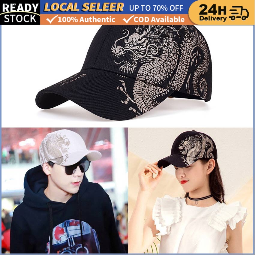 unisex fashion visor cap Outdoor Hiking Mountaineering Hats Chinese Dragon Style Print