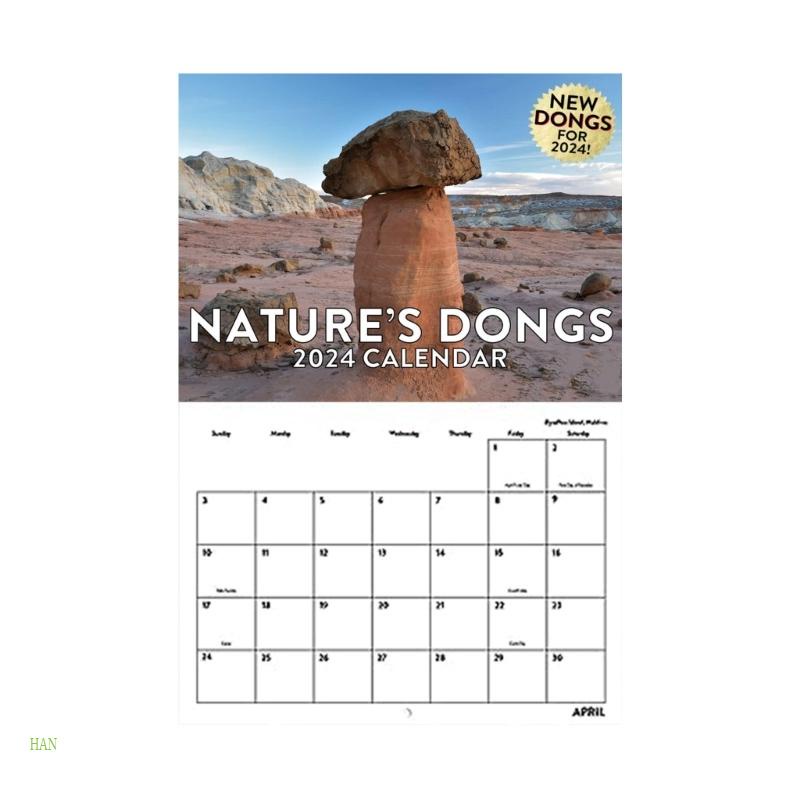 HAN Funny Calendar 2024 Nature Dongs Wall Calendars 12 Monthly Hangable