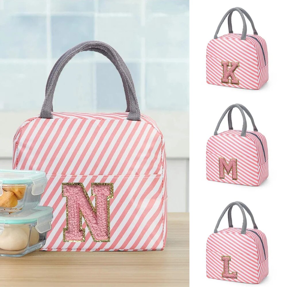 Insulated Lunch Box for Women Pink Cute Embroidery Lunch Bag for Kids