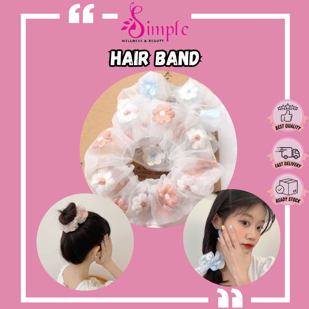 Embroidered Large Intestine Hair Ties Korean Scrunchie Hair Band ...
