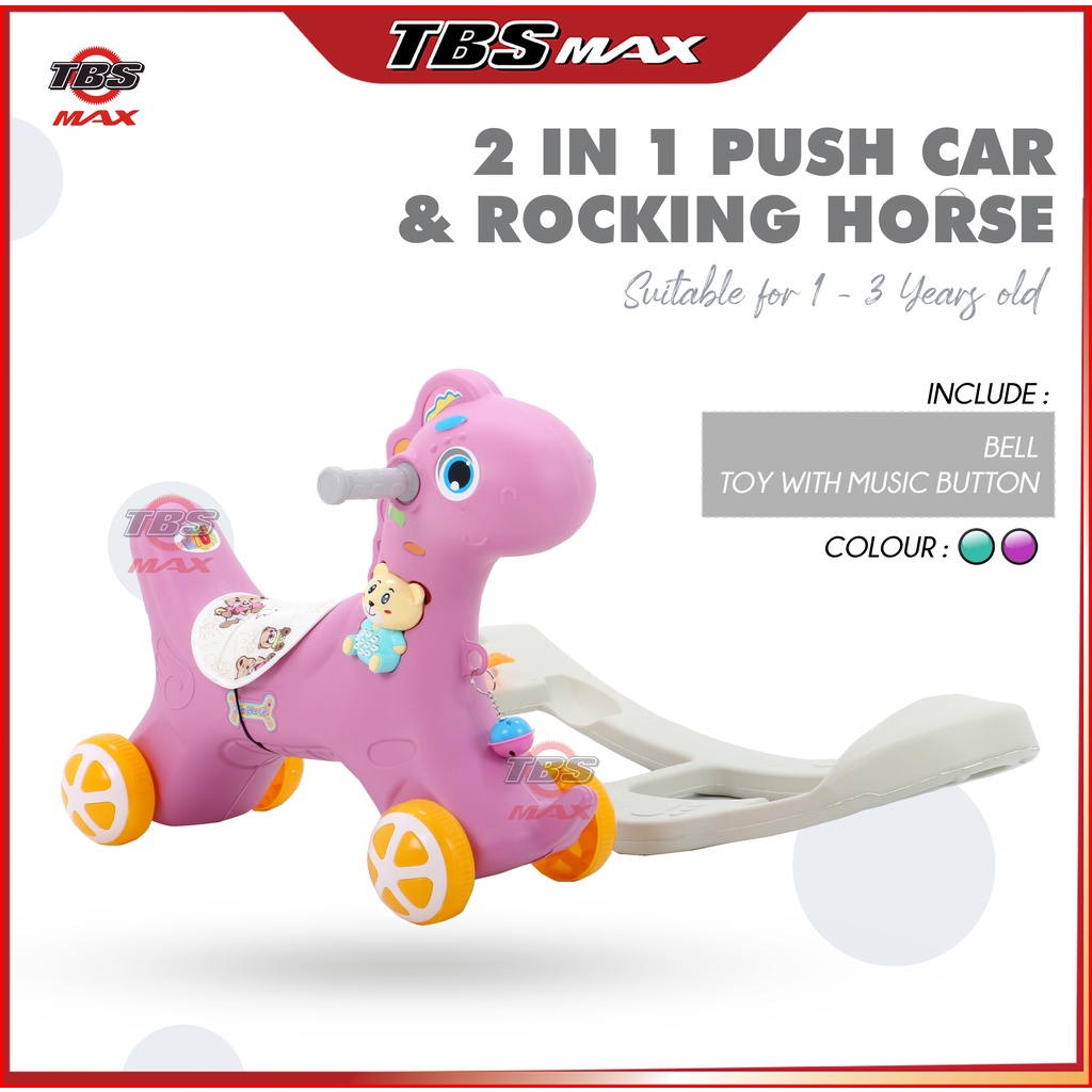 KIDS ROCKING HORSE PUSH CAR 2 IN 1 WITH MUSIC / KUDA GOYANG | Shopee ...