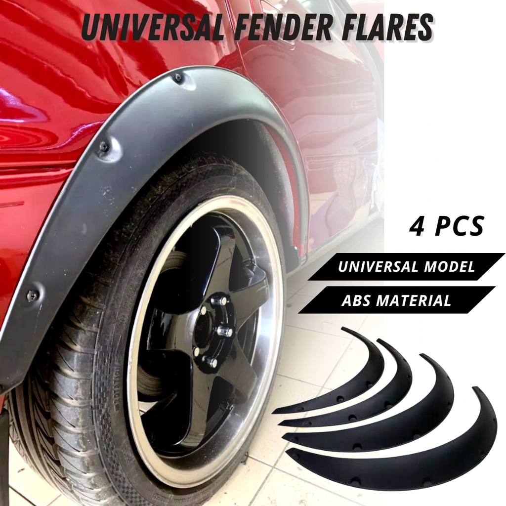 Pcs Universal Flexible Car Tyre Fender Flares Wide Body Wheel Tire Cover Tayar Lebar Myvi Saga