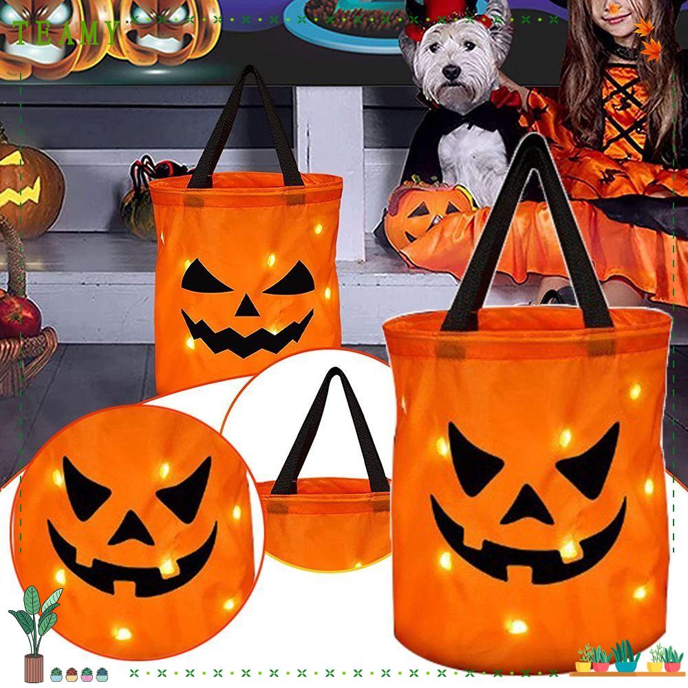 TEAMY Halloween Goody Bucket, Halloween Supplies Foldable Halloween