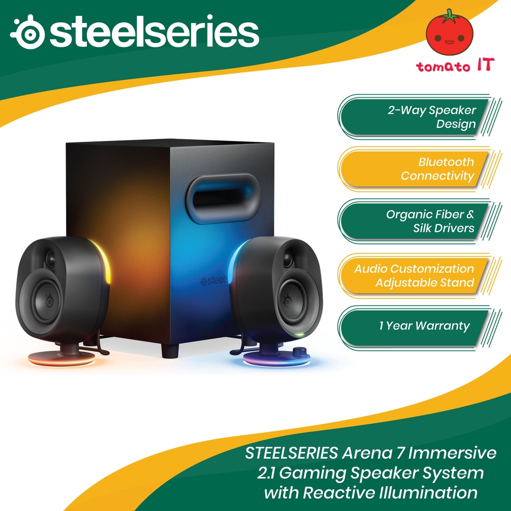 STEELSERIES Arena 7 Immersive 2.1 Gaming Speaker System with Reactive