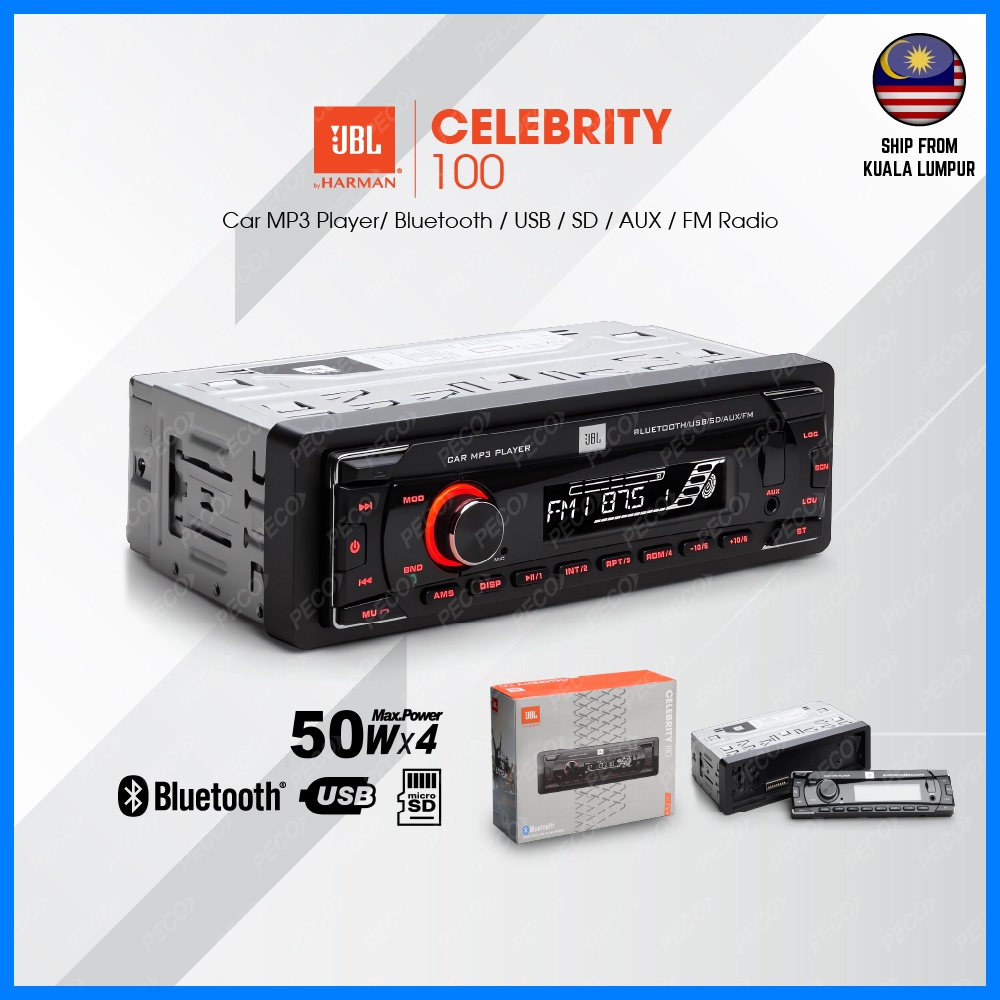 JBL Celebrity 100 1 DIN Radio MP3 Player Receiver Bluetooth USB SD Card  Input