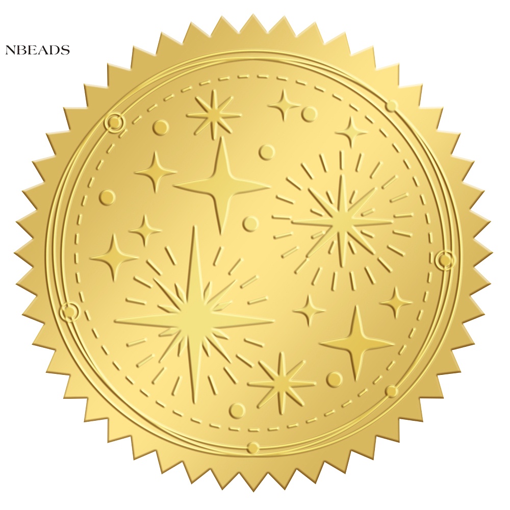 25Sheet 100pcs Gold Foil Stickers Embossed Certificate Seals Self