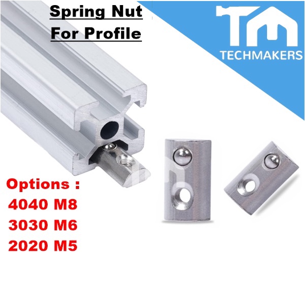 Elastic Spring Nut Half Round Spring Nut Steel Ball Nut Aluminium Profile EU 20/30/40 2020 4040 3030 M4 M5 M6 M8 DIY