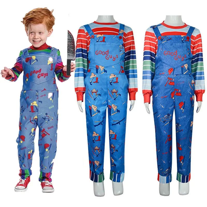 Chucky Halloween Costume For Gils Child's Play lncludes Jumpsuit Scary