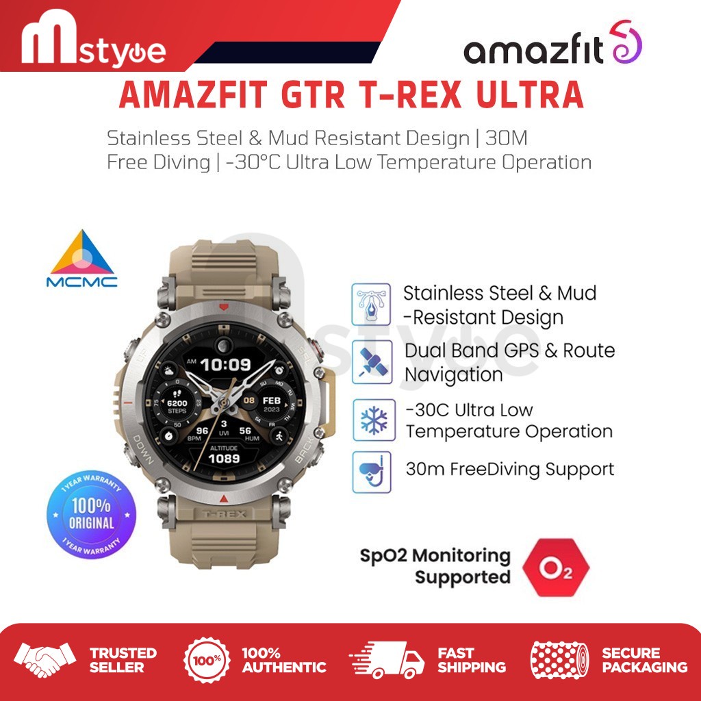 Amazfit TRex Ultra Smartwatch GPS Satellite, MilitaryGrade Design