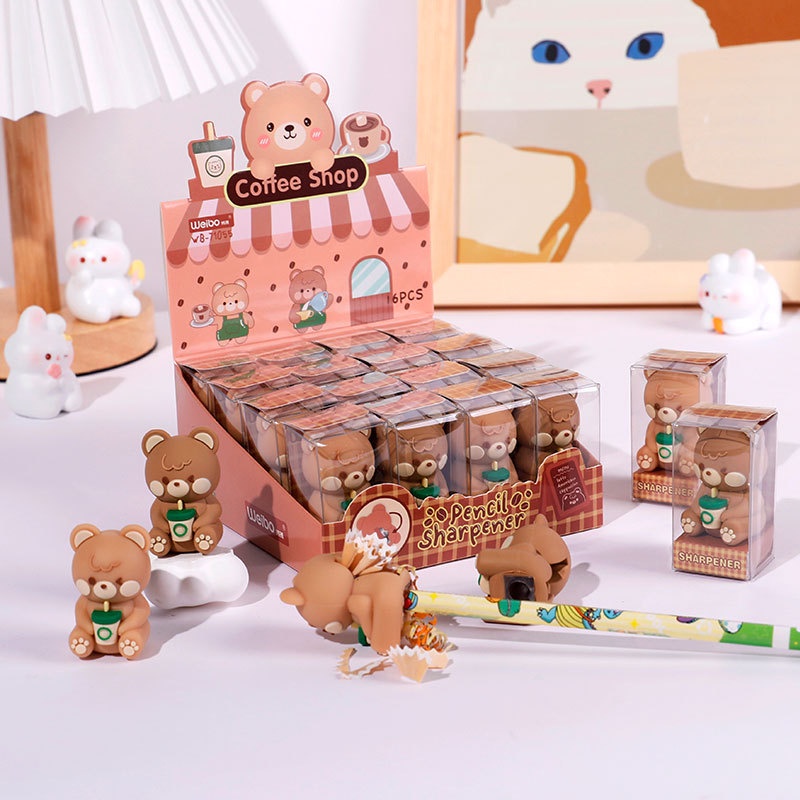 Weibo Stationery Elementary School Students Cute Bear Pencil Sharpener ...