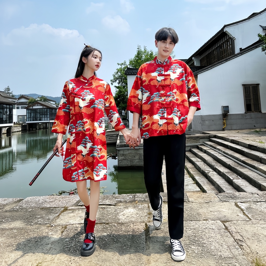 Couple Wear Cheongsam Cotton 2025 CNY Chinese New Year Cheongsam ...