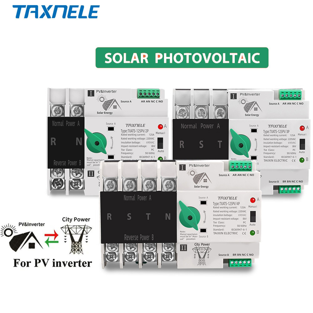 2P 3P 4P ATS 63A 100A 125A PV Inverter Dual Power Automatic Transfer ...