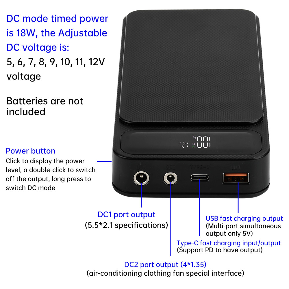 Boîtier De Power Bank Réglable DIY - DC 5V à 12V - Pour 10 Piles 18650 - Kit Batterie Mobile