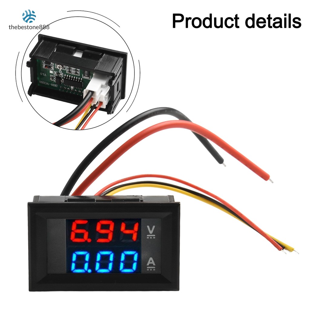 (THEBEST) Dual LED 3 Digit Digital DC 100V 10A Voltmeter Ammeter ...
