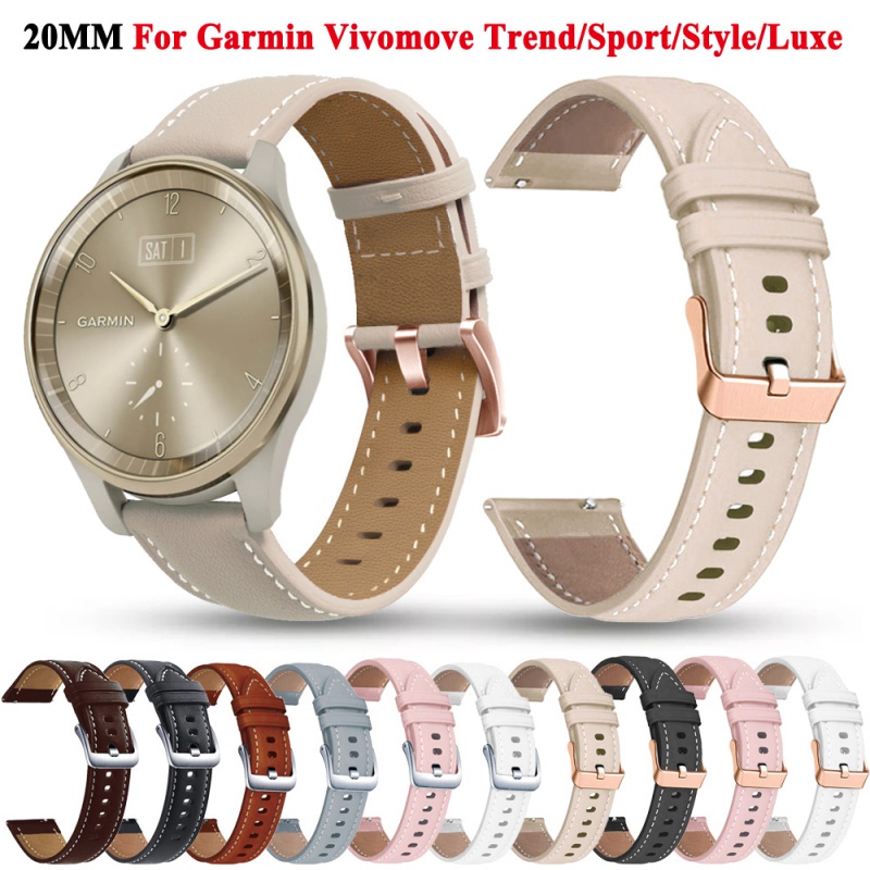 20mm Leather Strap Band For Garmin Vivomove Trend Vivomove Luxe Vivomove Style Vivomove Sport Vivomove HR venu Sq 2 Bracelet Watchband Shopee Malaysia