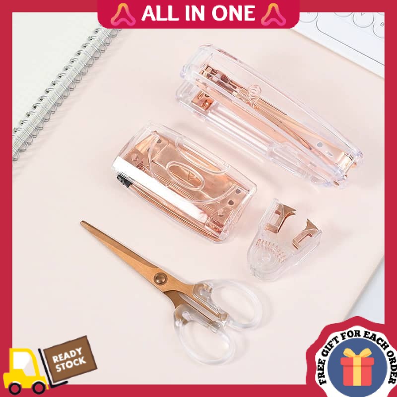 Golden Stapler Scissors Bullet Classic Stapler Paper Punch and Scissors ...