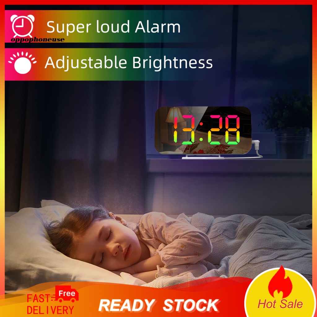 OPPO 1 Set Alarm Clock RGB Display Memory Function Mirror Surface Living Room Desktop LED