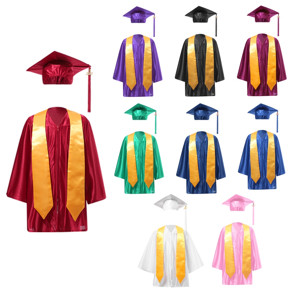 Kids Preschool Kindergarten Graduation Gown Cap Uniform Set with 2023