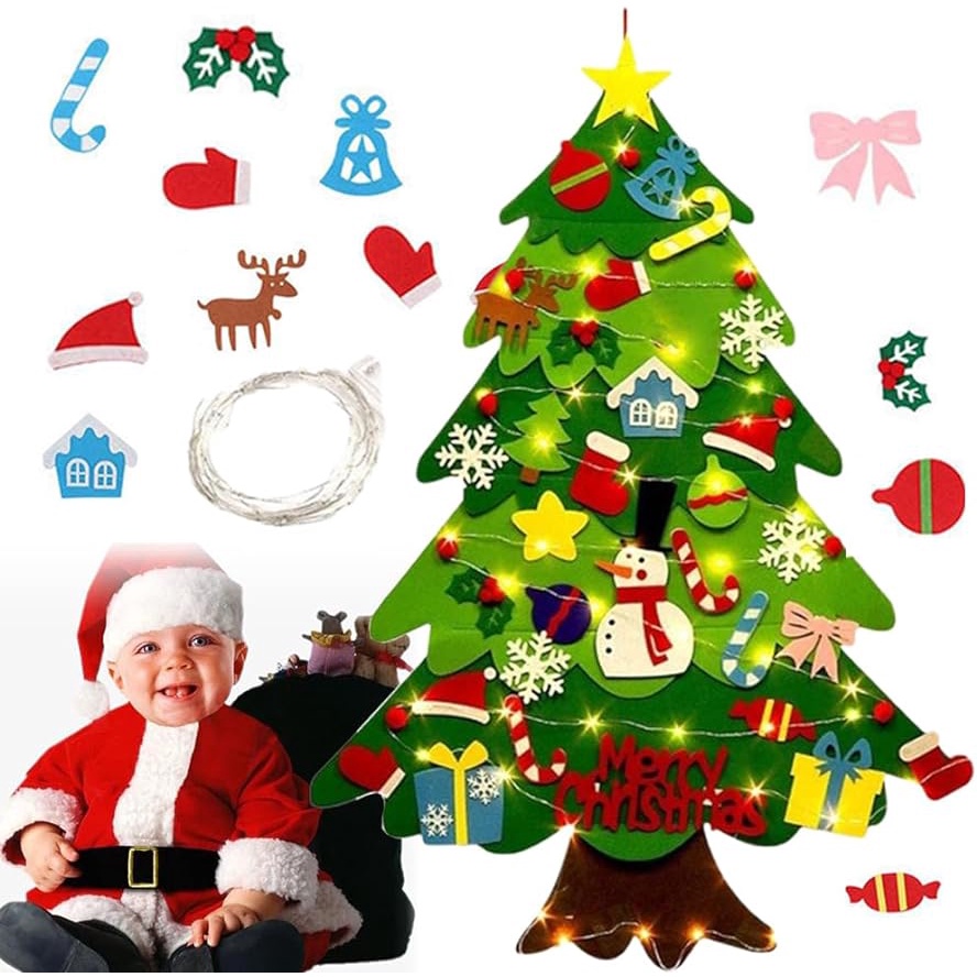 Felt Montessori Christmas Tree, DIY Felt Christmas Tree Set Wall