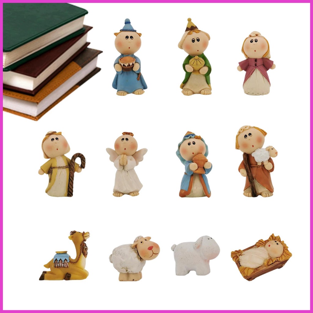 Nativity Manger Set Resin HandPainted Nativity Scene Sets 11 Pcs Holy Family Manger Scene