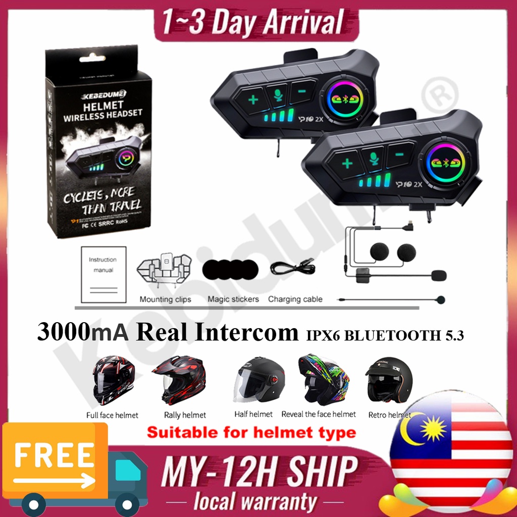 (Malaysia Stock) Kebidumei Motorcycle helmet Headset Bluetooth