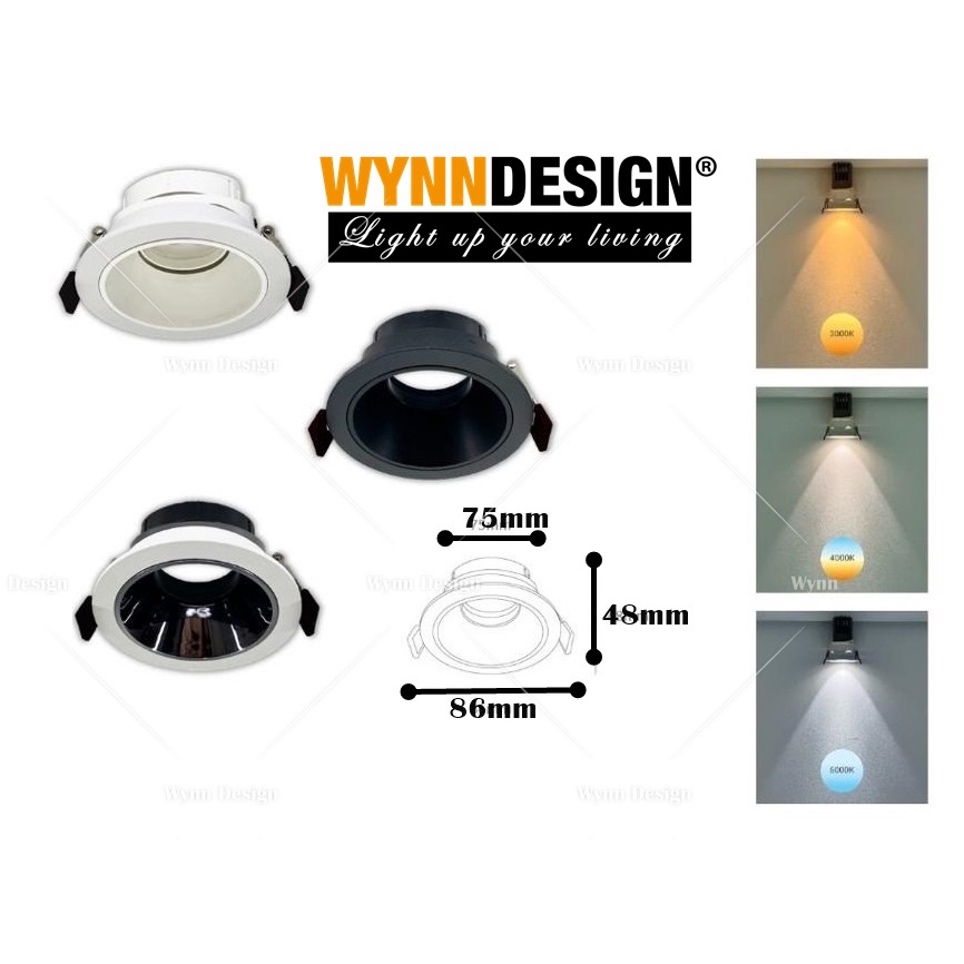 Wynn Design [Anti Glare] Recess Eyeball Casing with GU10 Led Single ...