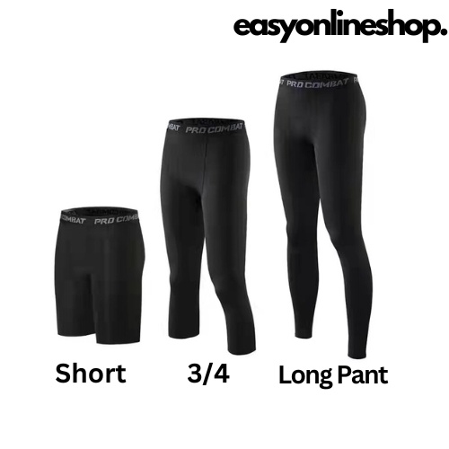 Pro Combat Unisex Legging Tight Gym Running Fitness Adult Sport Pants  Seluar Sukan Long/Short/3Quarter 6 Size