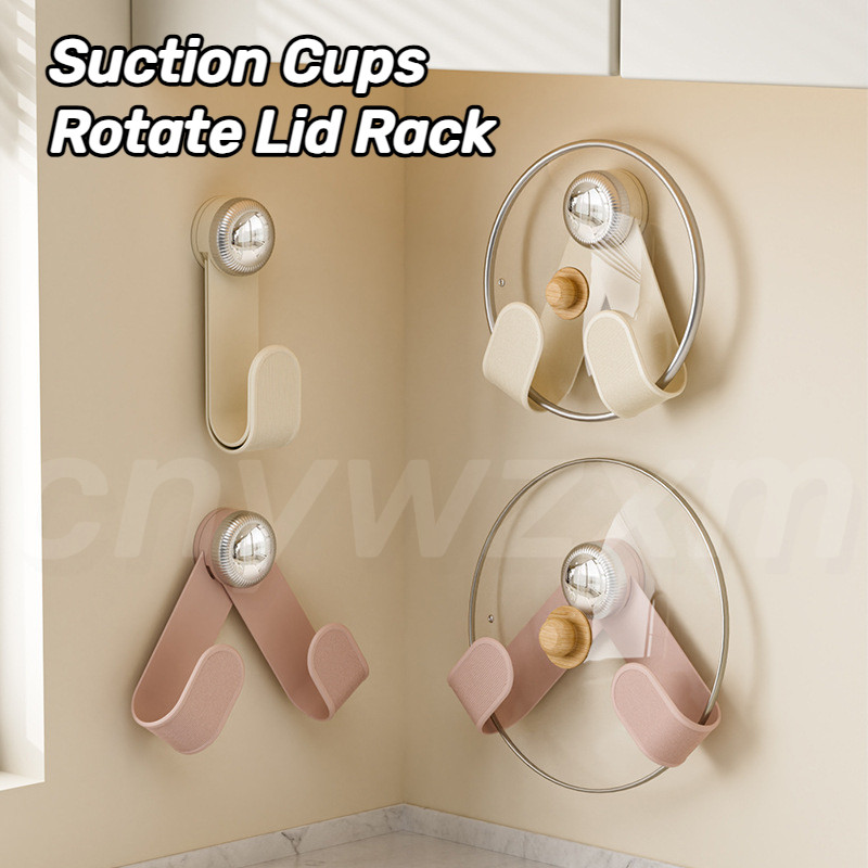 Suction Cup Rotating Adjustable Pot Lid Rack Household Kitchen Storage ...