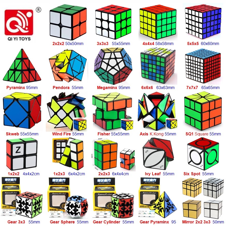 QiYi Black with Sticker 2x2 3x3 4x4 5x5 Ivy Skweb 122 123 233 Pyraminx ...