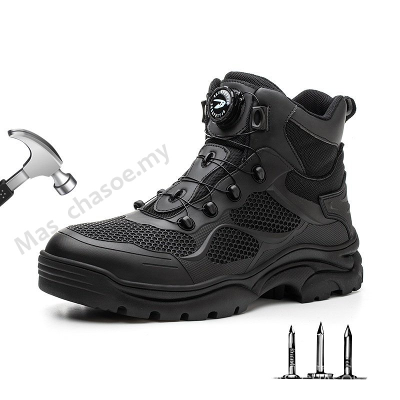 Safety boots steel head shoes rotary buckle quick wear and take off ...