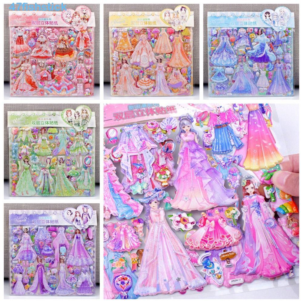 FISHSTICK Princess Changing Sticker, Double Layer Girl Change Clothes