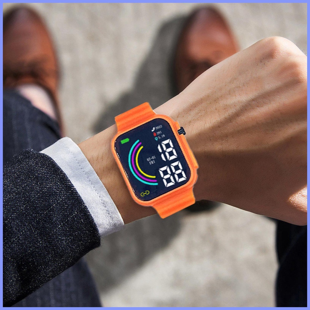 Simple Digital Watch Square LED Display Electronic Watch Cool Electric