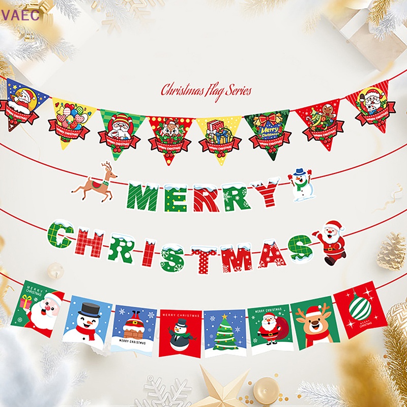 VAEC Merry Christmas Paper Banner Snowman Santa Claus New Year Party ...