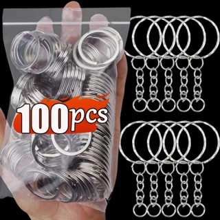 100 pcs Key Rings with Chain, for DIY Keychains Making Crafts Keyring  Blanks