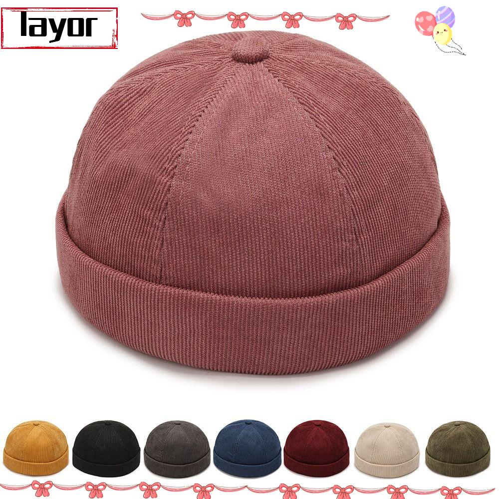 LAYOR Hip Hop Hat, Adjustable Solid Round Hat, Fashion Corduroy Cotton