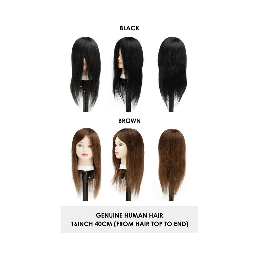 100% Real Hairdressing Hair/ Wig Mannequin Head Model For Practice - 16 ...