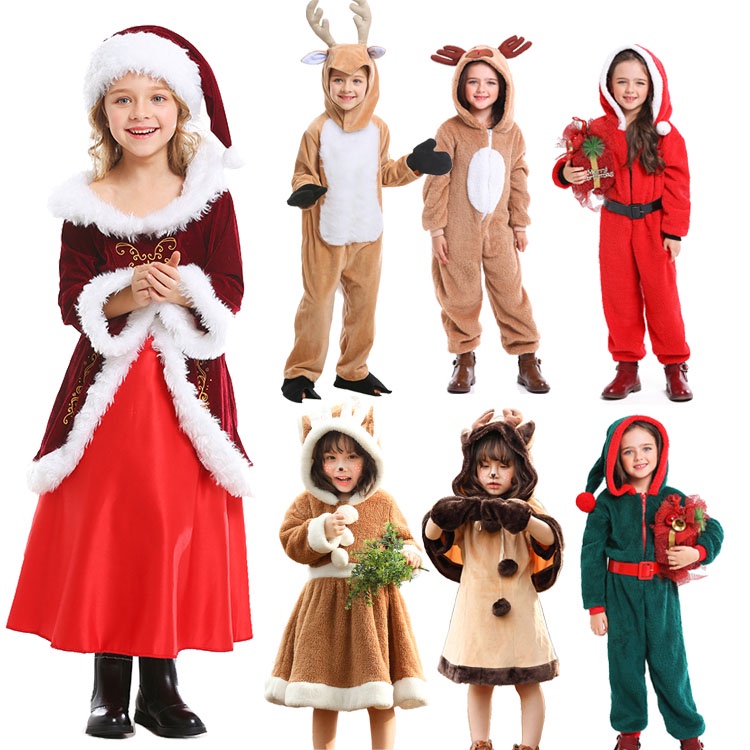 C4/new Style Christmas Santa Claus Children Elk Deer Cosplay Costume ...