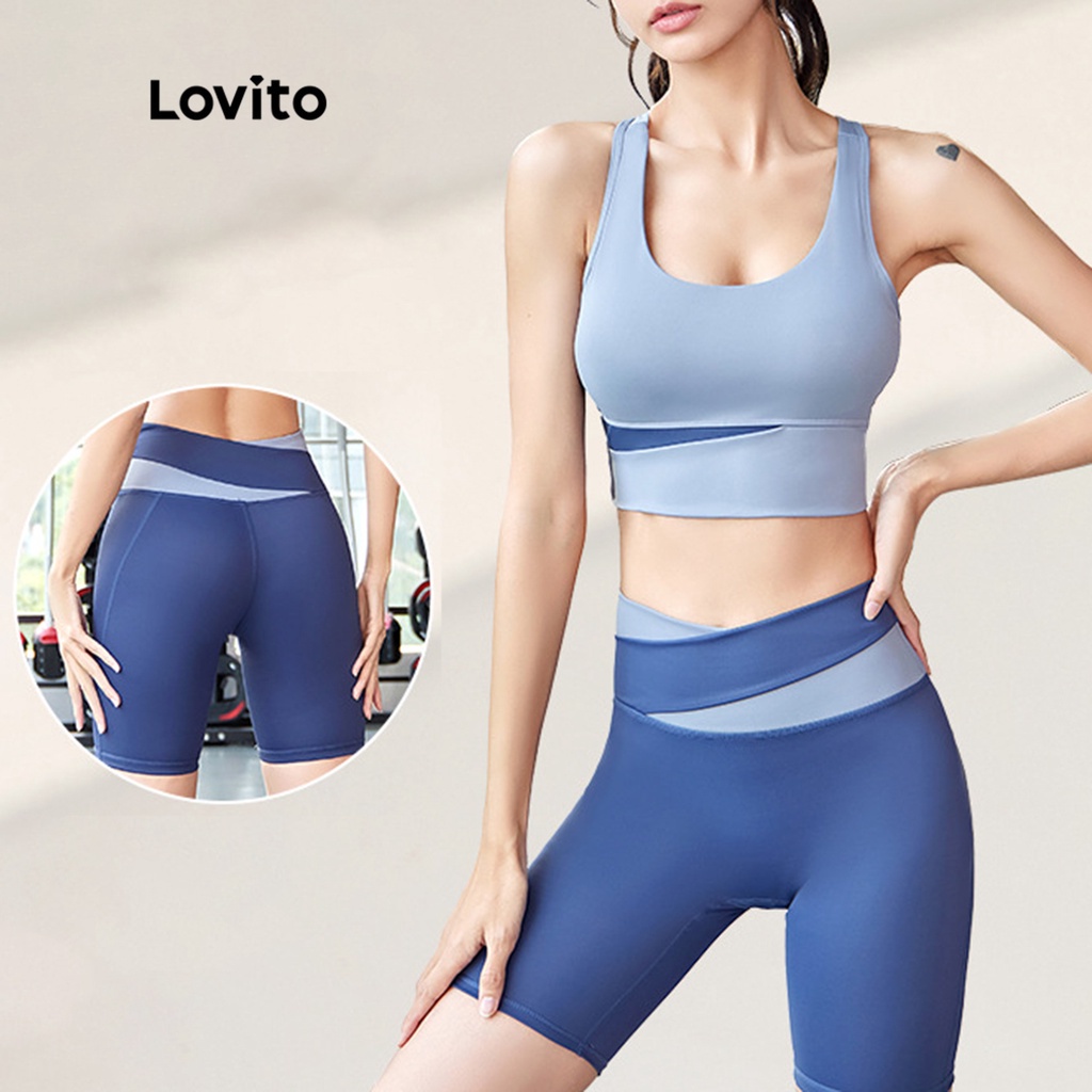 Lovito Sporty Plain Racerback Yoga Bras for Women LNA10085 (Green/Blue/Black) Lovito Bra Yoga