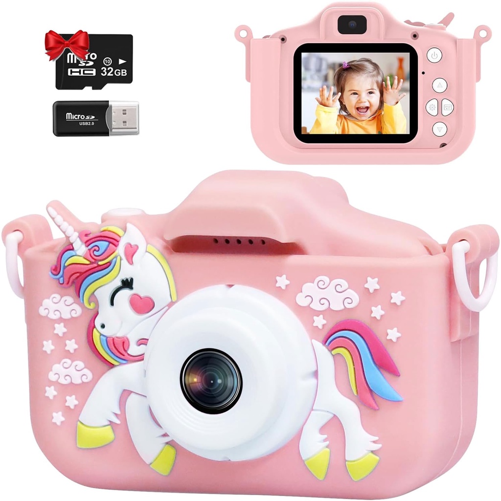 Kids Camera, 1080P Kids Digital Camera with 32GB TF Card,Unicorn Camera ...