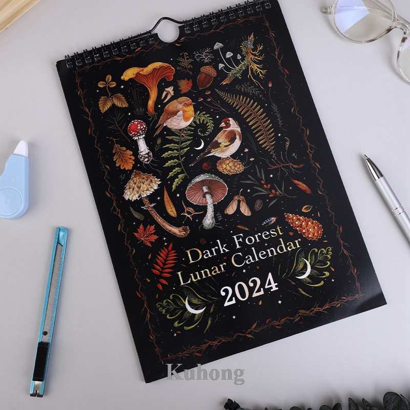 KUHONG Calendar Dark Forest 2024, 2024 Lunar Calendar Colorful Waterink