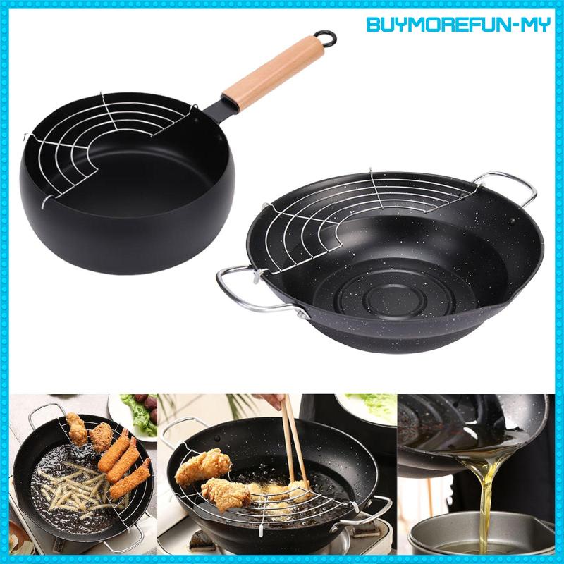[BuymorefunMY] Nonstick Iron Deep Fryer Pot Tempura Fry Pot with Oil
