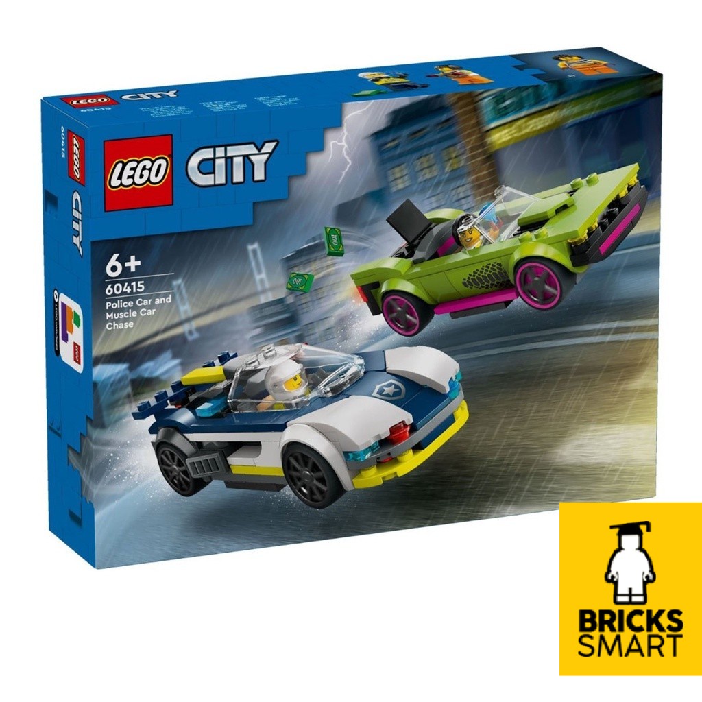 LEGO 60415 City Police Car and Muscle Car Chase Building Toy Set (213 ...