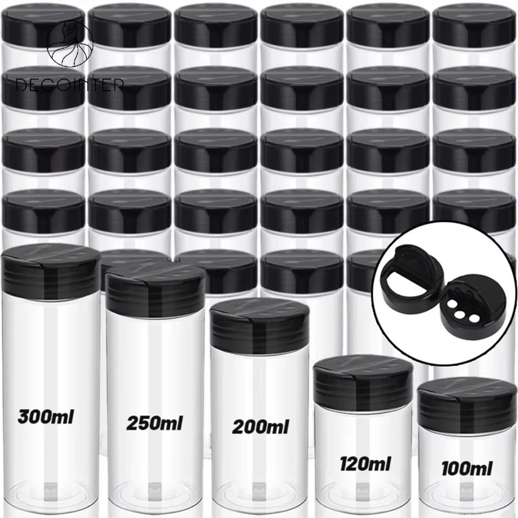 Salt Pepper Clear Plastic Spices Bottle - Barbecue Seasoning Jars ...
