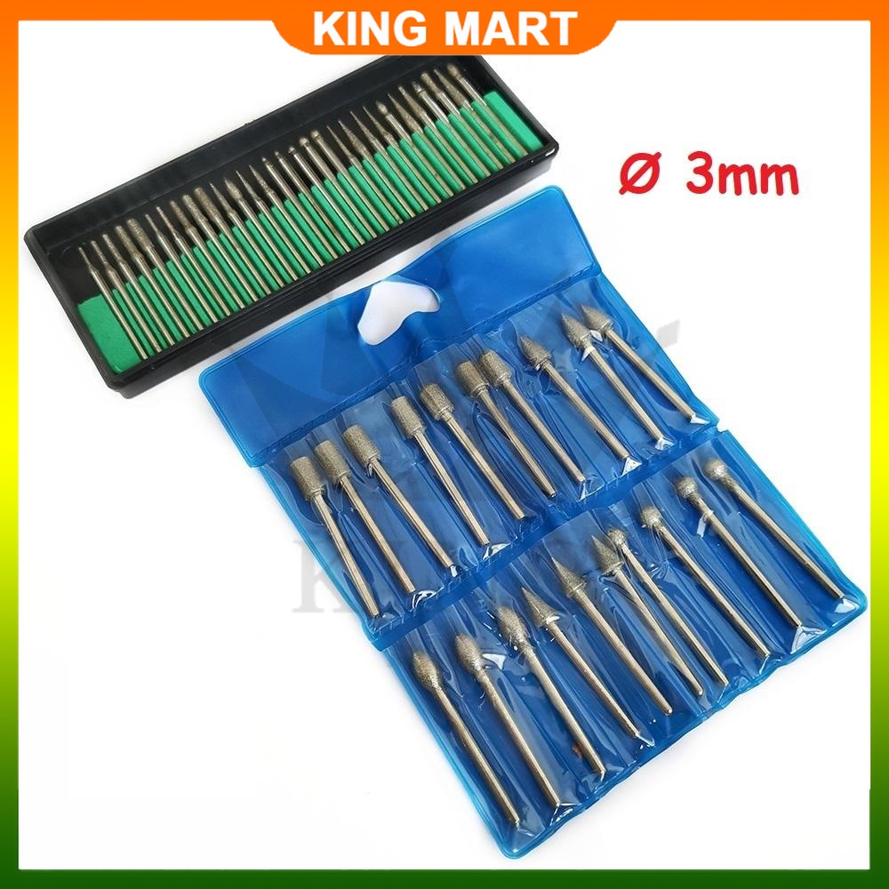 3mm Shank Diamond Burr Grinding Head Drill Bit For Rotary Tool Drill