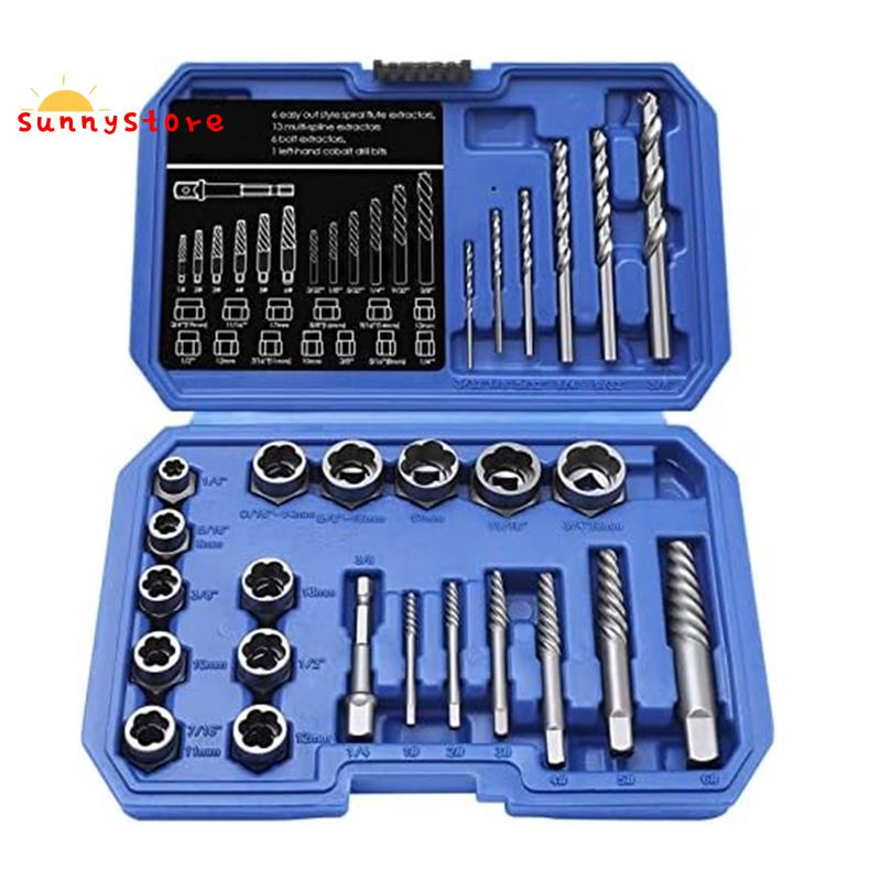 Drill Bit Bolts Extractor Set with Hex Adapter, Out Broken Lug Nut ...