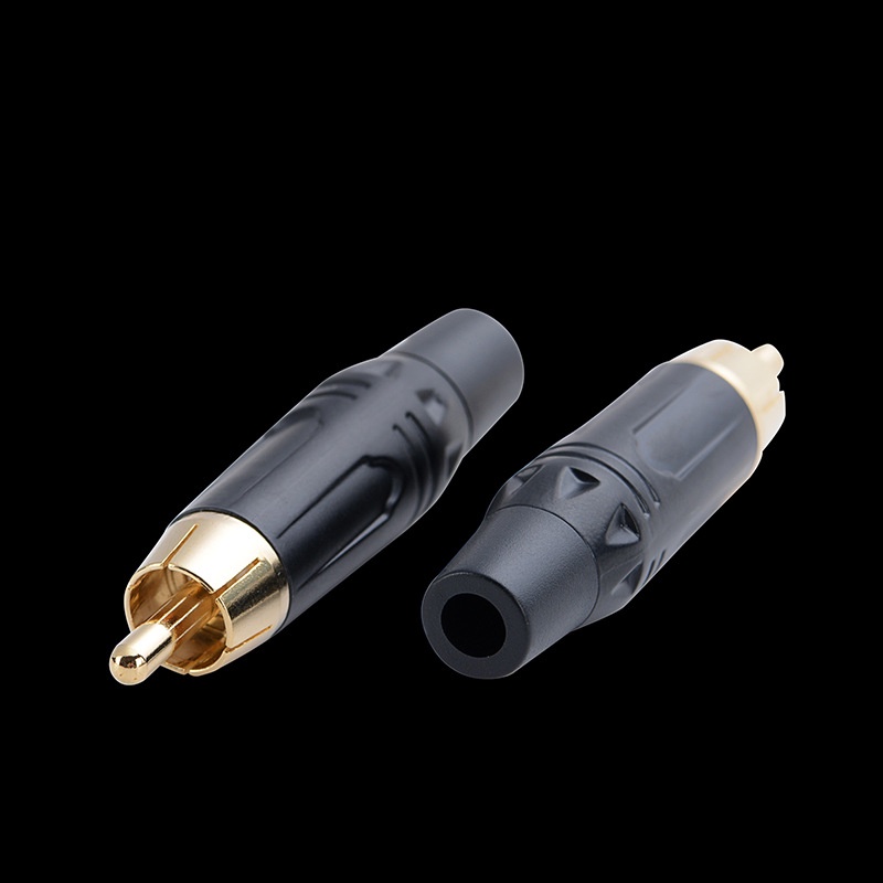 Welding Wire Type Copper GoldPlated rca Lotus Head Plug AV Audio Cable