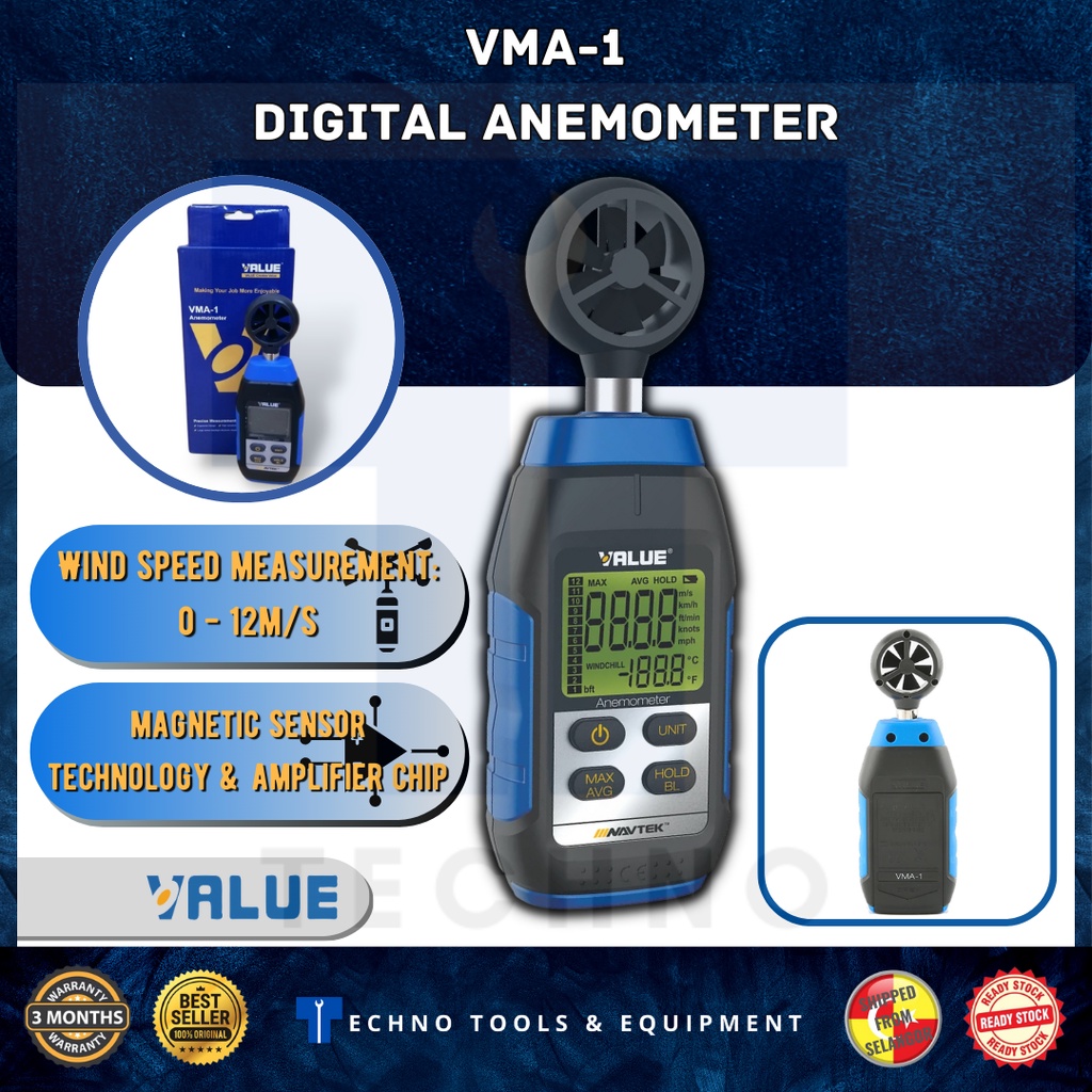 Anemometro digitale VALUE VMA-1