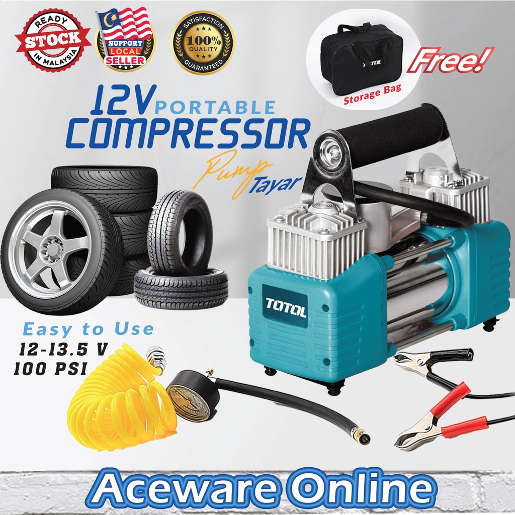 12V Portable Compressor Heavy Duty Emergency Tyre Inflator Pam Angin