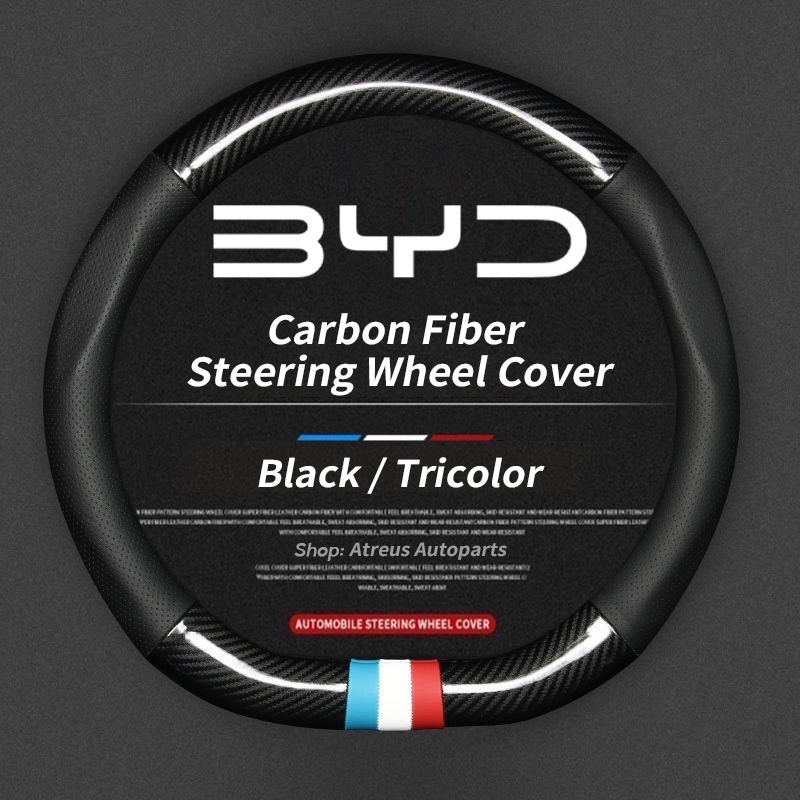 BYD Carbon Fibre Leather Steering Cover 38cm Diameter For BYD Atto 3 ...