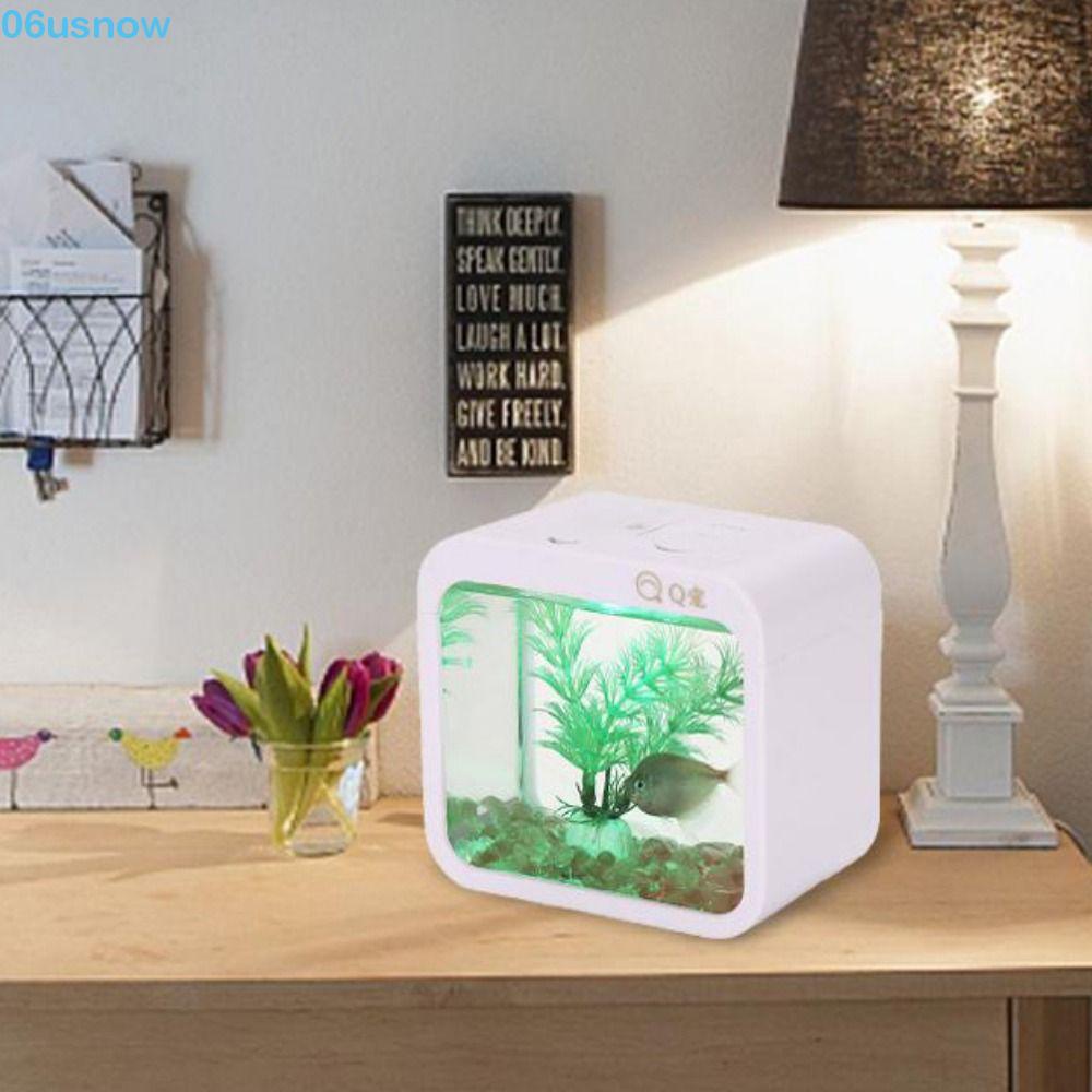 USNOW Fighting Fish LED Fish Tank, Plastic Mini Mini Desktop Fish Tank ...